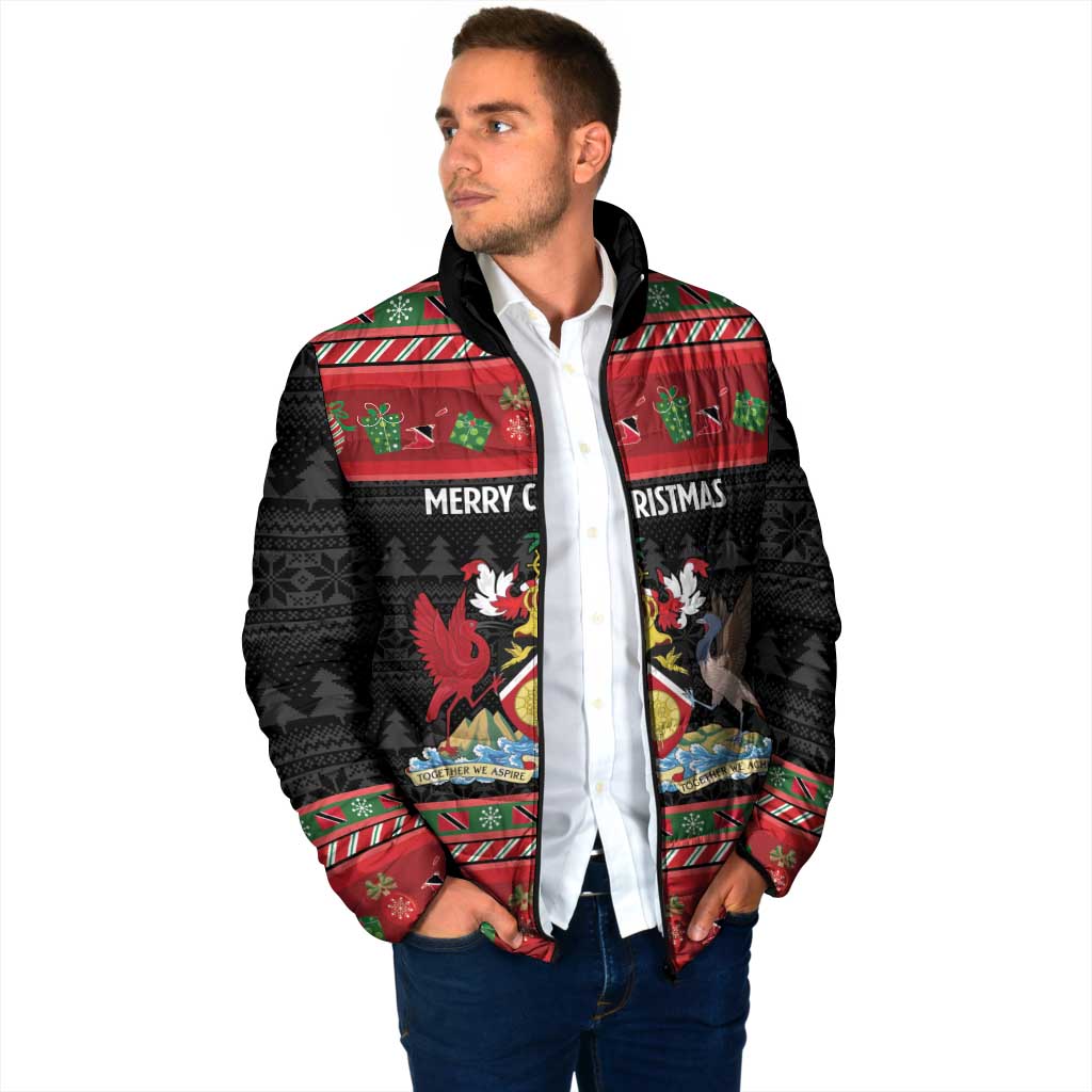 Trinidad And Tobago Christmas Padded Jacket Merry Xmas Coat Of Arms - Wonder Print Shop