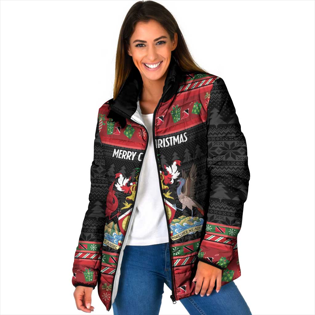 Trinidad And Tobago Christmas Padded Jacket Merry Xmas Coat Of Arms - Wonder Print Shop