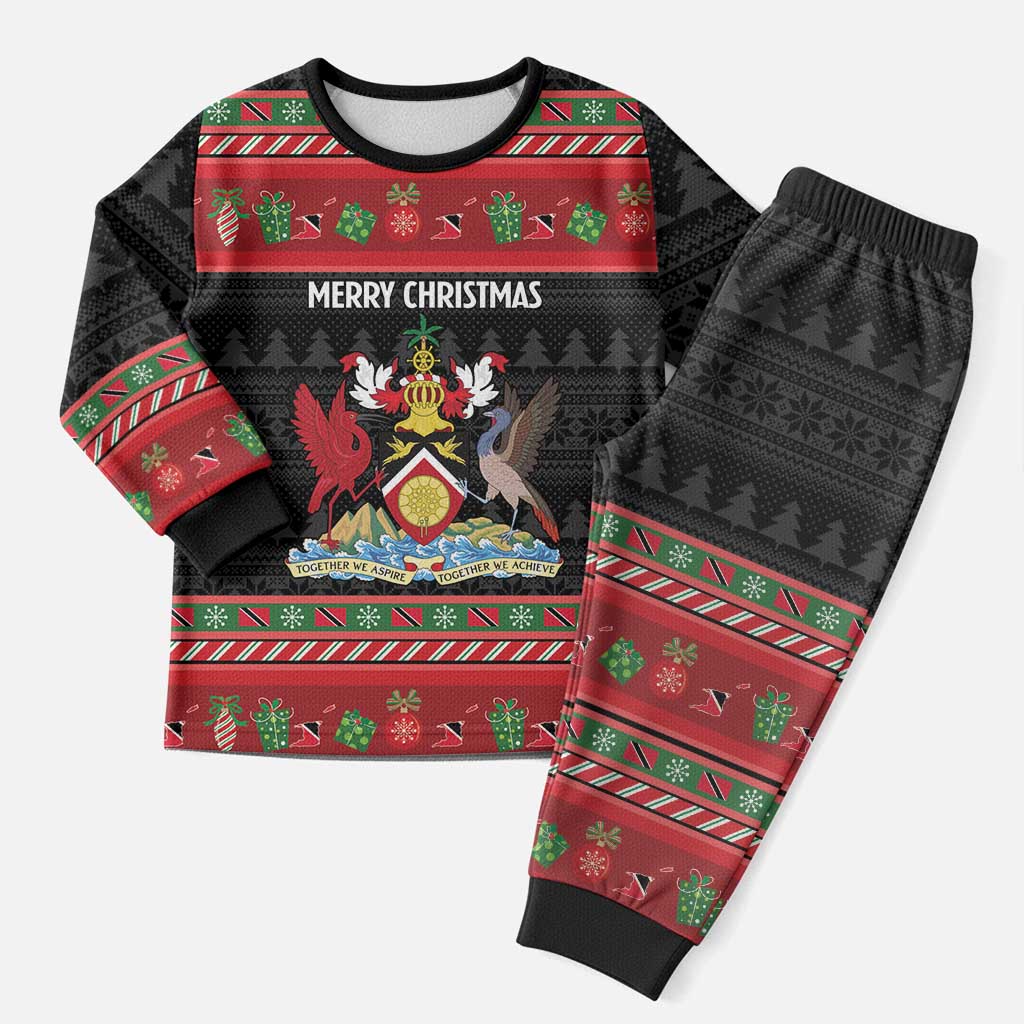 Trinidad And Tobago Christmas Pajama Set Merry Xmas Coat Of Arms - Wonder Print Shop