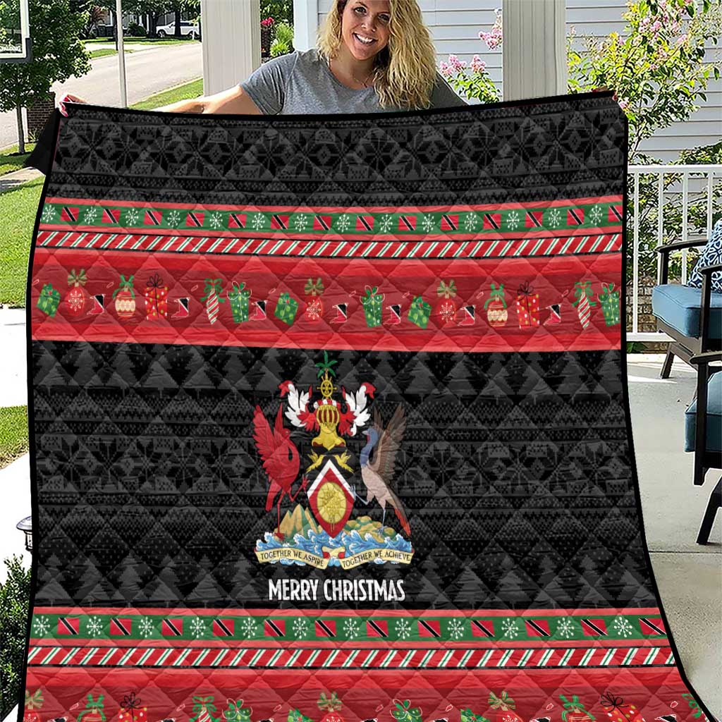 Trinidad And Tobago Christmas Quilt Merry Xmas Coat Of Arms - Wonder Print Shop