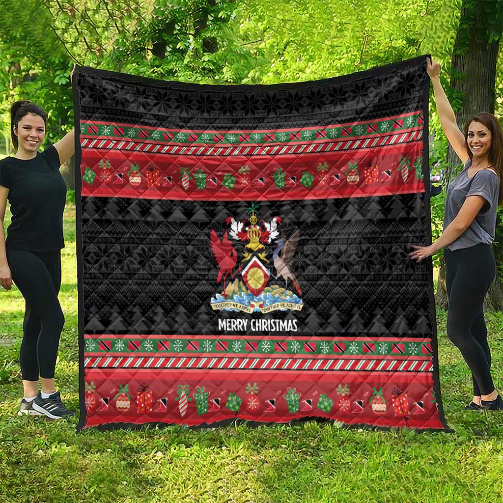 Trinidad And Tobago Christmas Quilt Merry Xmas Coat Of Arms - Wonder Print Shop