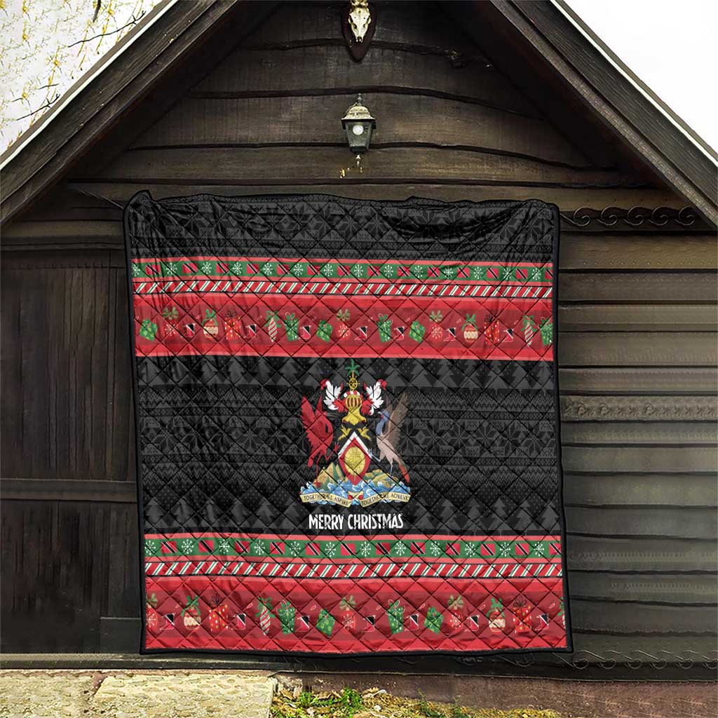 Trinidad And Tobago Christmas Quilt Merry Xmas Coat Of Arms - Wonder Print Shop