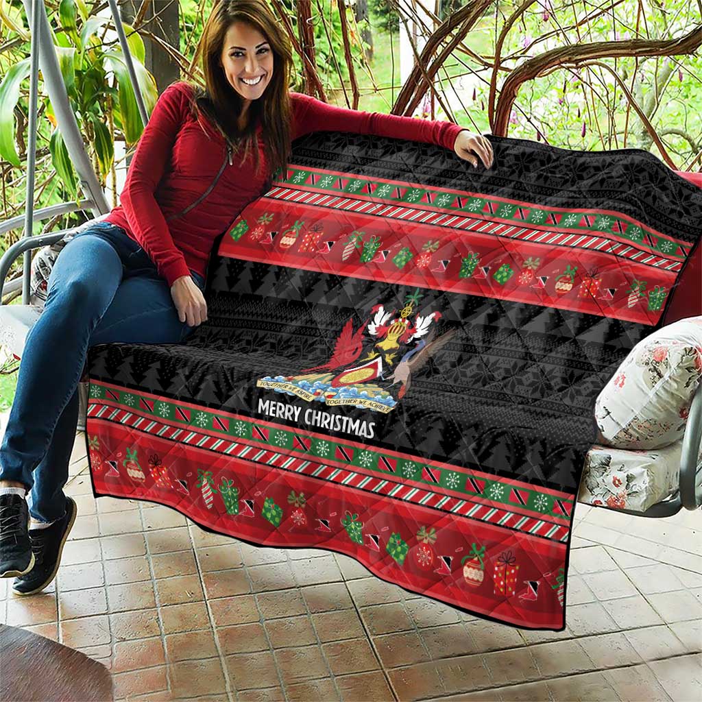 Trinidad And Tobago Christmas Quilt Merry Xmas Coat Of Arms - Wonder Print Shop