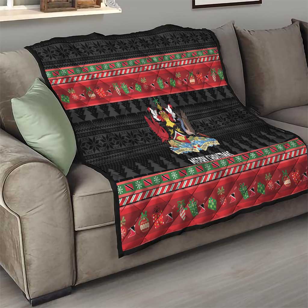 Trinidad And Tobago Christmas Quilt Merry Xmas Coat Of Arms - Wonder Print Shop