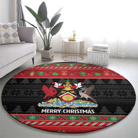 Trinidad And Tobago Christmas Round Carpet Merry Xmas Coat Of Arms - Wonder Print Shop