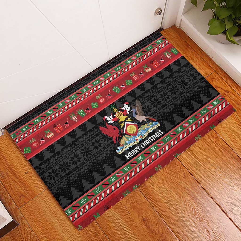 Trinidad And Tobago Christmas Rubber Doormat Merry Xmas Coat Of Arms - Wonder Print Shop