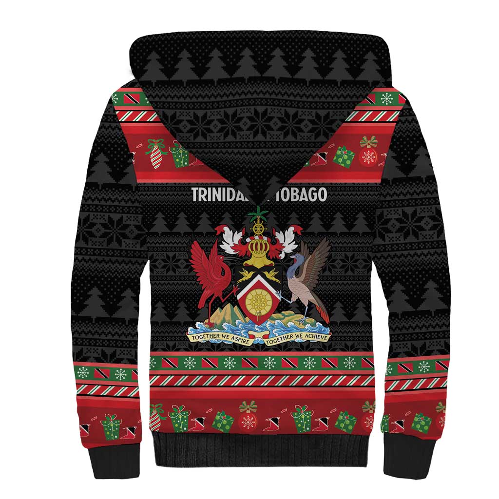Trinidad And Tobago Christmas Sherpa Hoodie Merry Xmas Coat Of Arms - Wonder Print Shop