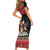 Trinidad And Tobago Christmas Short Sleeve Bodycon Dress Merry Xmas Coat Of Arms - Wonder Print Shop