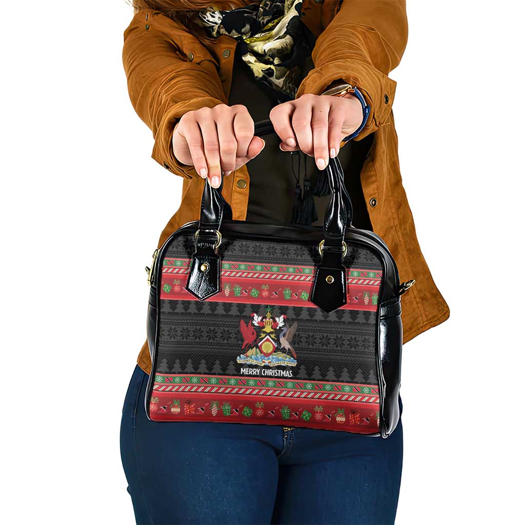 Trinidad And Tobago Christmas Shoulder Handbag Merry Xmas Coat Of Arms - Wonder Print Shop