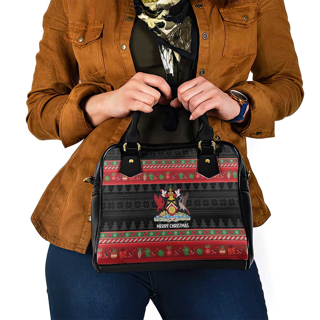 Trinidad And Tobago Christmas Shoulder Handbag Merry Xmas Coat Of Arms - Wonder Print Shop