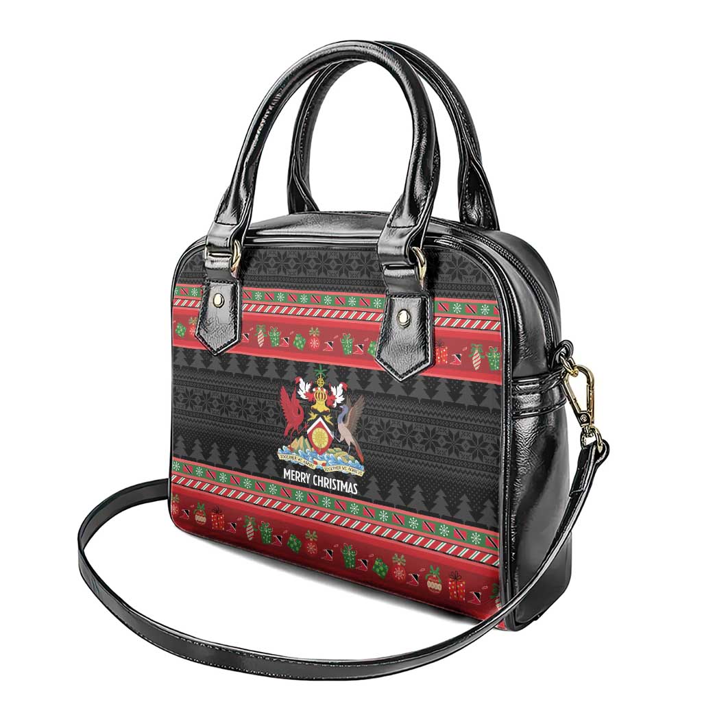 Trinidad And Tobago Christmas Shoulder Handbag Merry Xmas Coat Of Arms - Wonder Print Shop