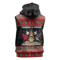 Trinidad And Tobago Christmas Sleeveless Zip Hoodie Merry Xmas Coat Of Arms - Wonder Print Shop