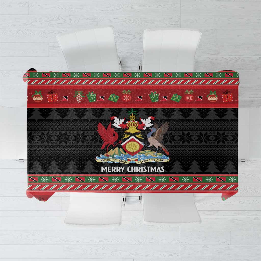 Trinidad And Tobago Christmas Tablecloth Merry Xmas Coat Of Arms - Wonder Print Shop
