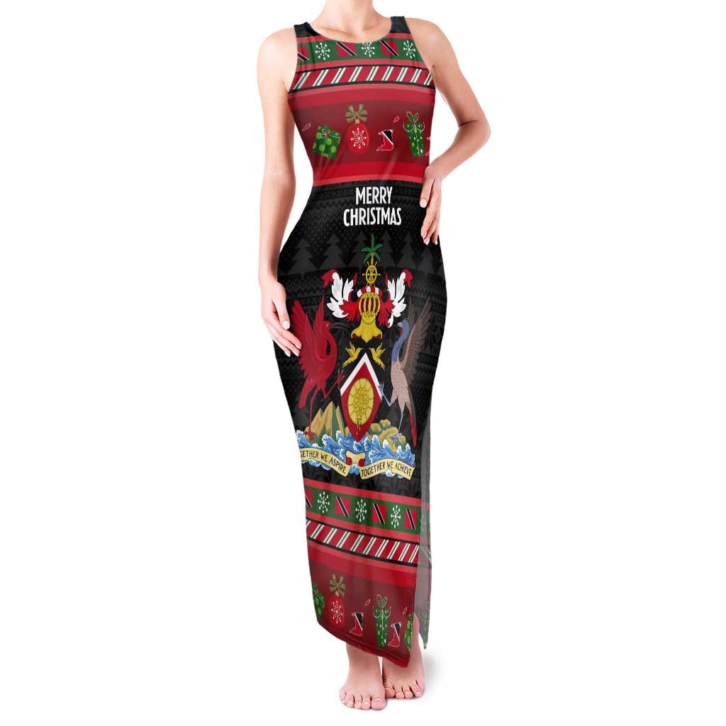 Trinidad And Tobago Christmas Tank Maxi Dress Merry Xmas Coat Of Arms - Wonder Print Shop