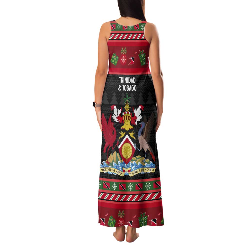 Trinidad And Tobago Christmas Tank Maxi Dress Merry Xmas Coat Of Arms - Wonder Print Shop