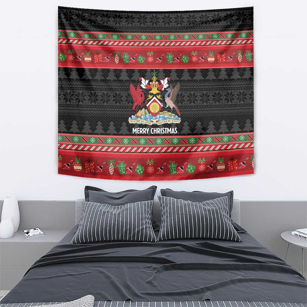 Trinidad And Tobago Christmas Tapestry Merry Xmas Coat Of Arms - Wonder Print Shop