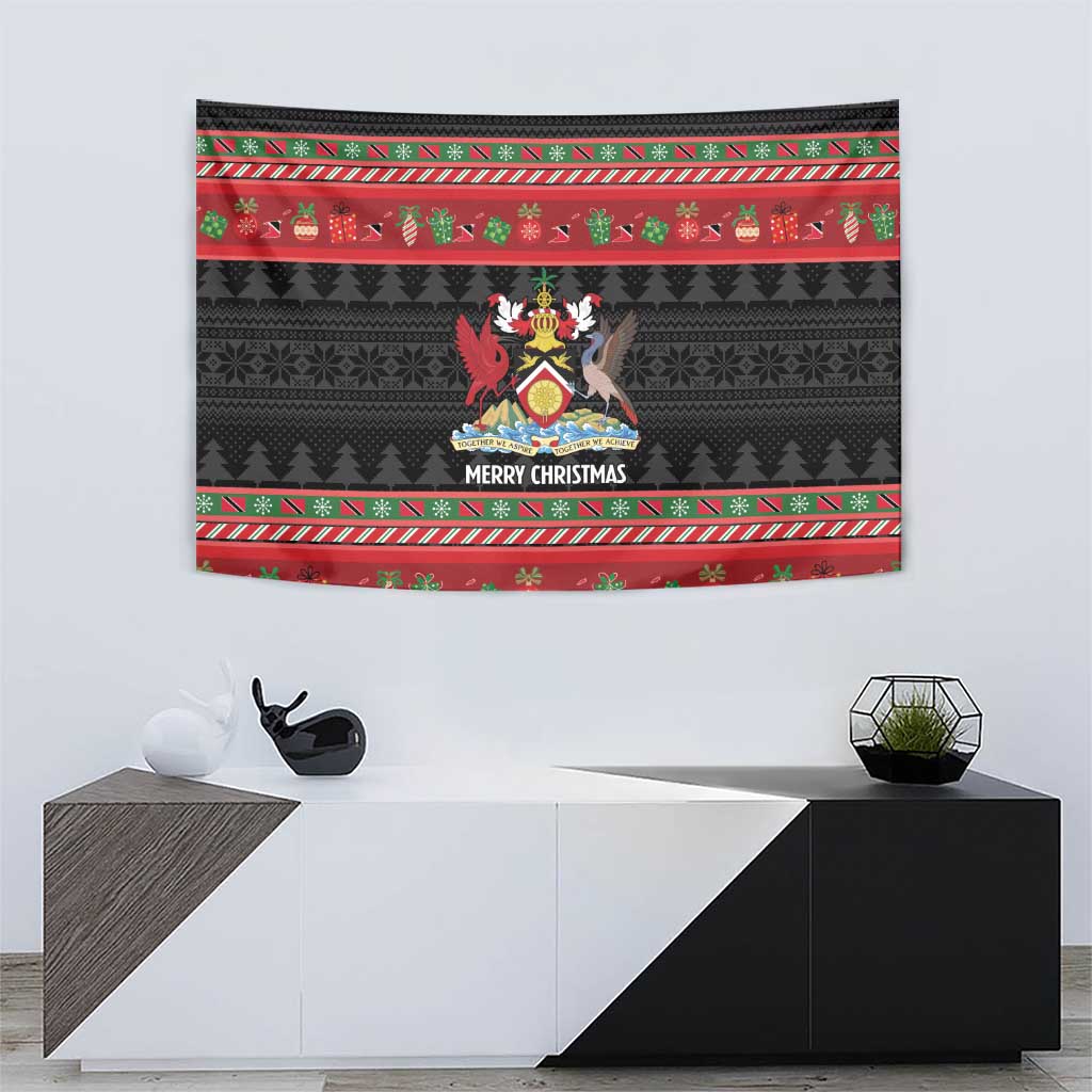 Trinidad And Tobago Christmas Tapestry Merry Xmas Coat Of Arms - Wonder Print Shop