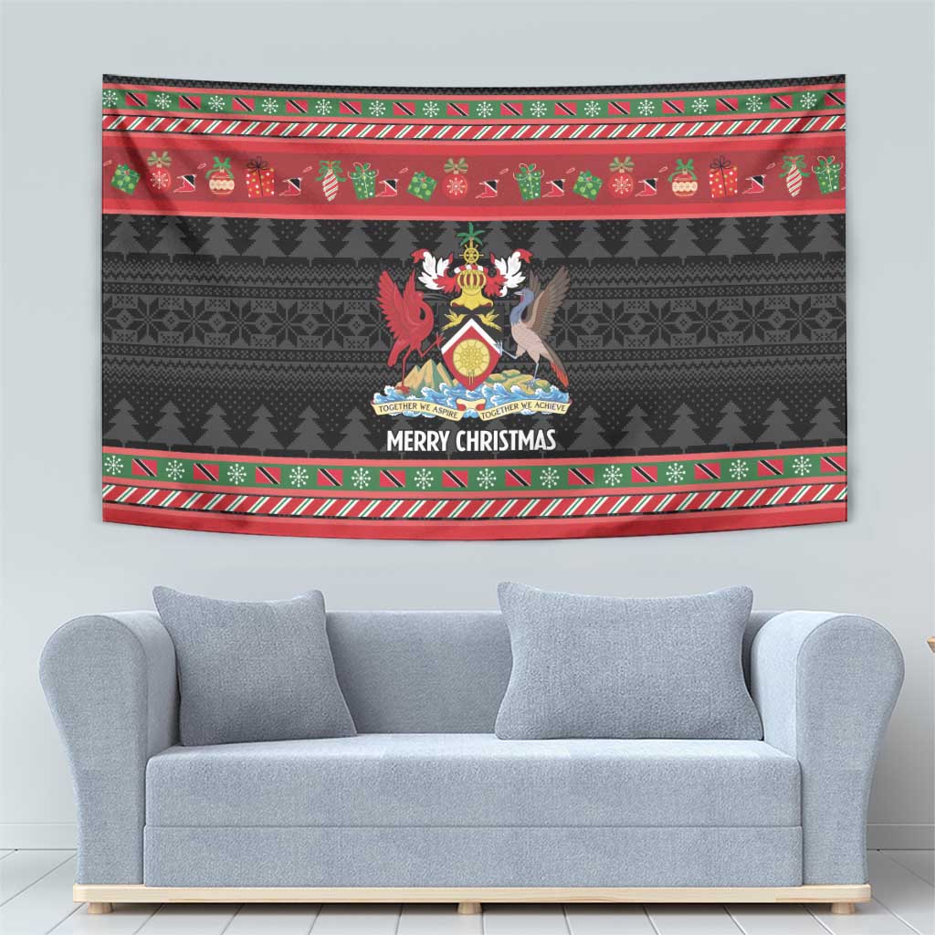 Trinidad And Tobago Christmas Tapestry Merry Xmas Coat Of Arms - Wonder Print Shop