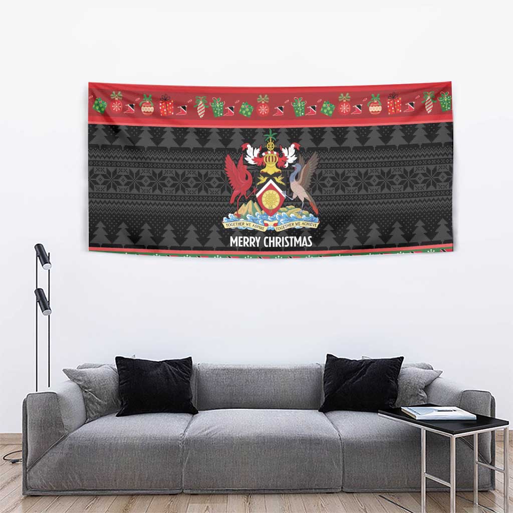 Trinidad And Tobago Christmas Tapestry Merry Xmas Coat Of Arms - Wonder Print Shop