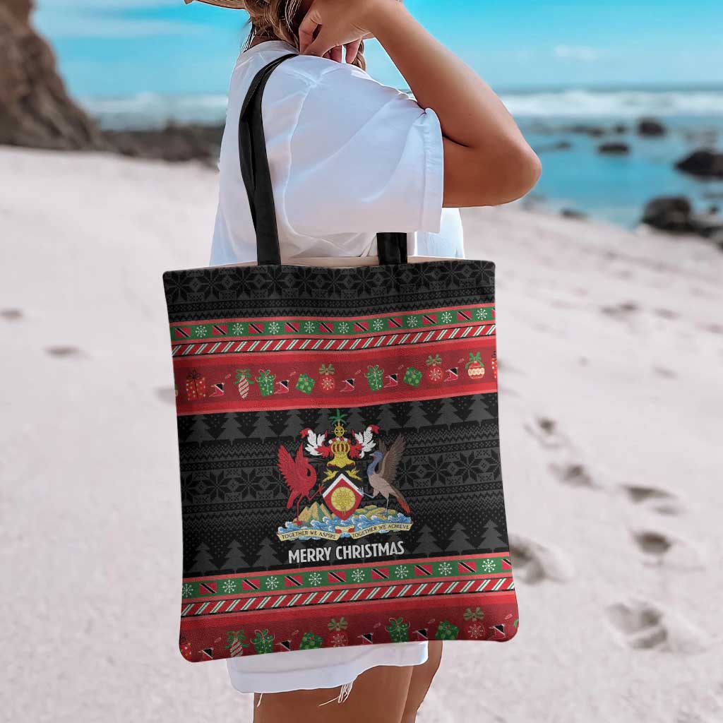 Trinidad And Tobago Christmas Tote Bag Merry Xmas Coat Of Arms - Wonder Print Shop