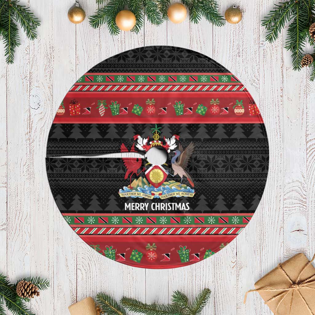 Trinidad And Tobago Christmas Tree Skirt Merry Xmas Coat Of Arms - Wonder Print Shop