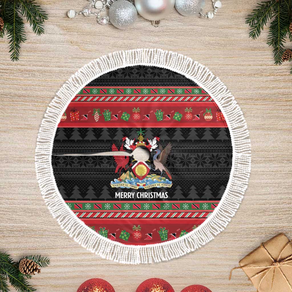 Trinidad And Tobago Christmas Tree Skirt Merry Xmas Coat Of Arms - Wonder Print Shop