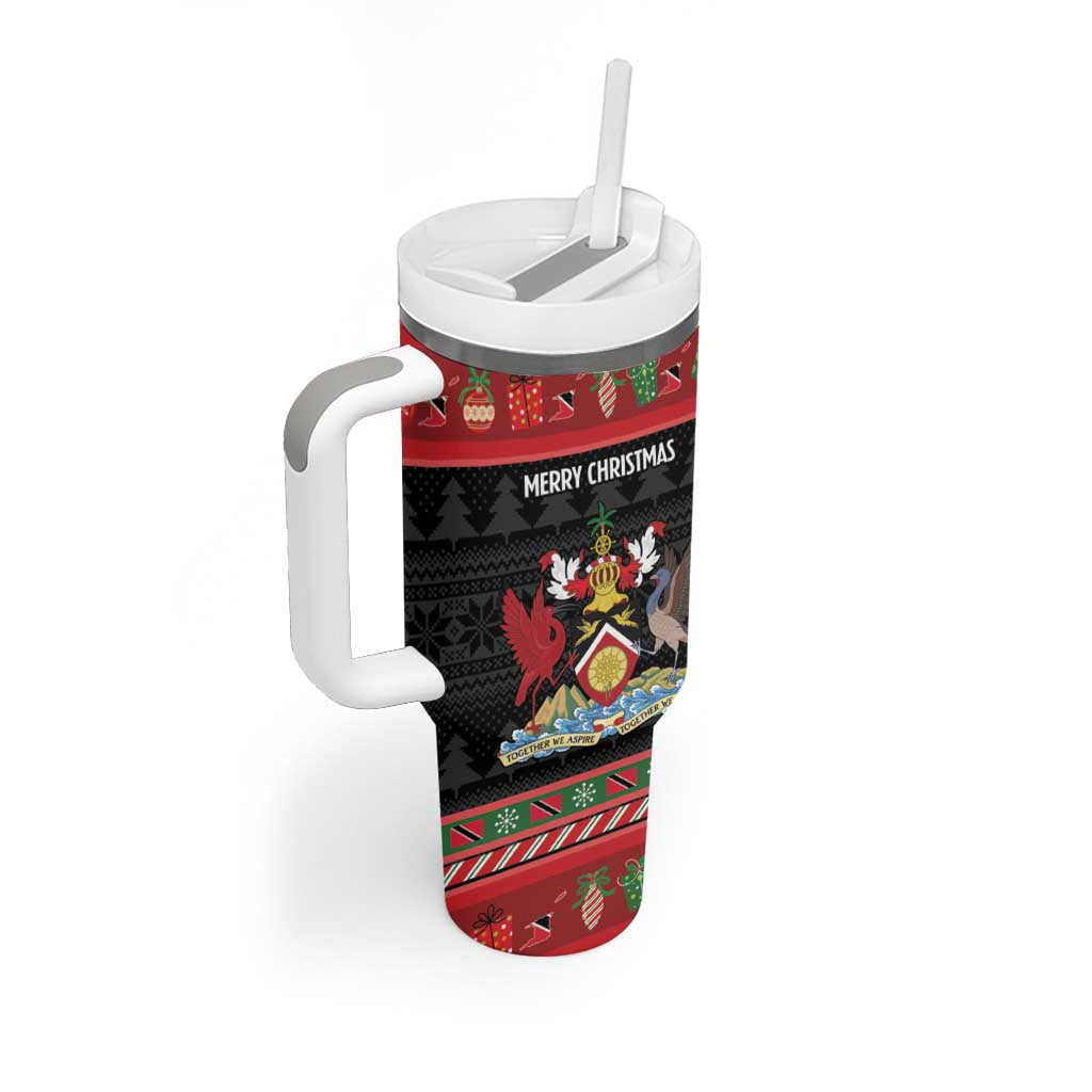 Trinidad And Tobago Christmas Tumbler With Handle Merry Xmas Coat Of Arms - Wonder Print Shop