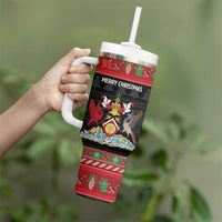 Trinidad And Tobago Christmas Tumbler With Handle Merry Xmas Coat Of Arms - Wonder Print Shop