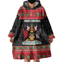 Trinidad And Tobago Christmas Wearable Blanket Hoodie Merry Xmas Coat Of Arms - Wonder Print Shop