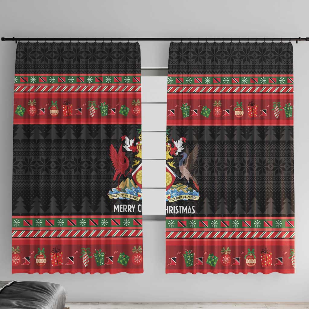Trinidad And Tobago Christmas Window Curtain Merry Xmas Coat Of Arms - Wonder Print Shop