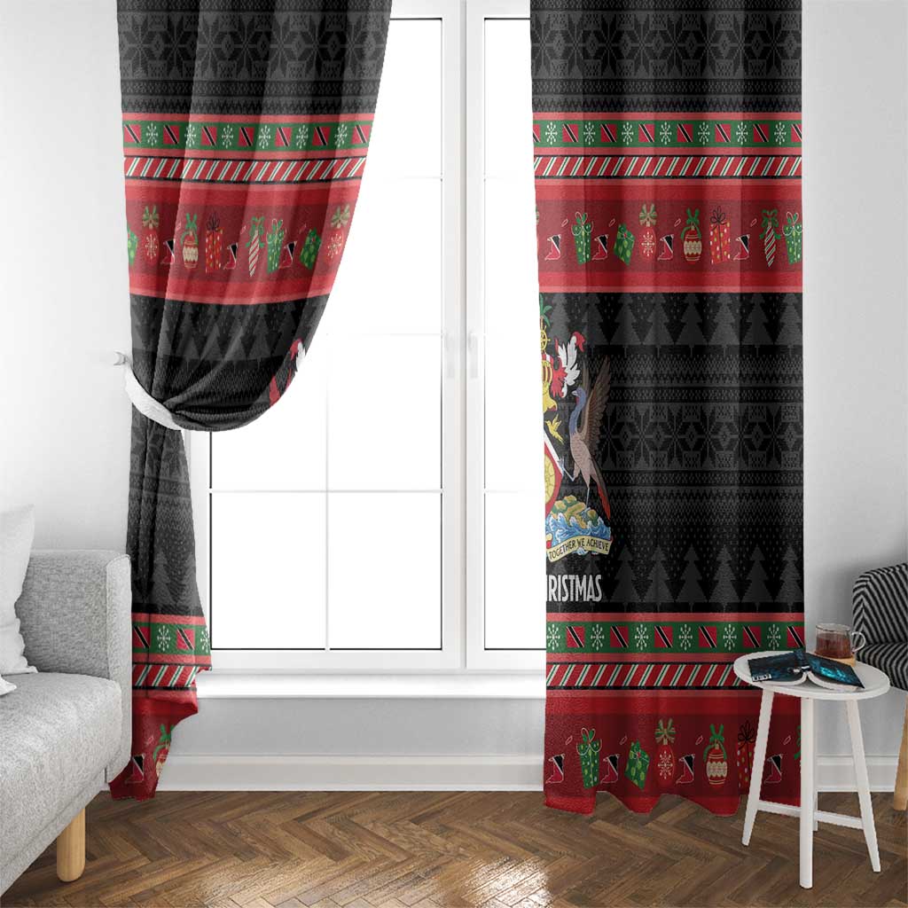 Trinidad And Tobago Christmas Window Curtain Merry Xmas Coat Of Arms - Wonder Print Shop