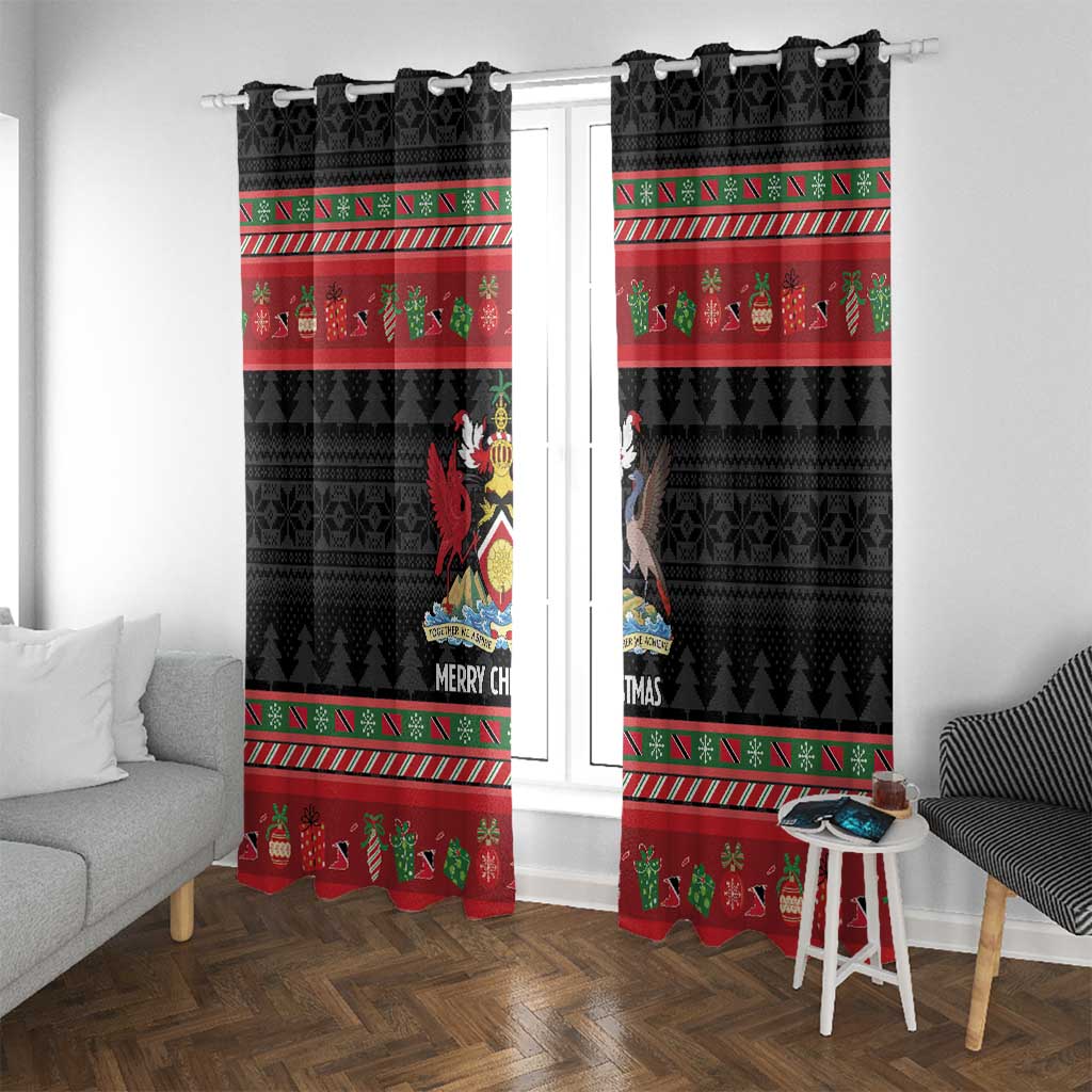 Trinidad And Tobago Christmas Window Curtain Merry Xmas Coat Of Arms - Wonder Print Shop