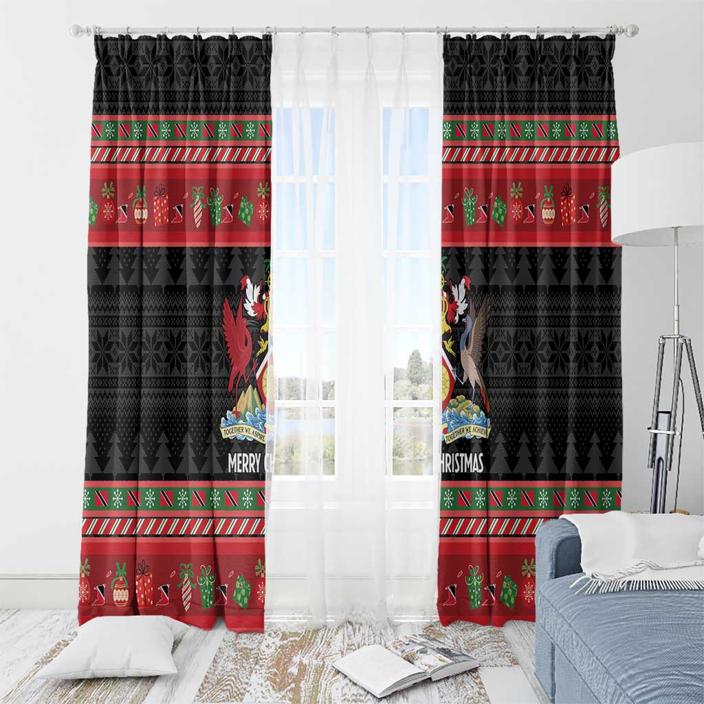 Trinidad And Tobago Christmas Window Curtain Merry Xmas Coat Of Arms - Wonder Print Shop