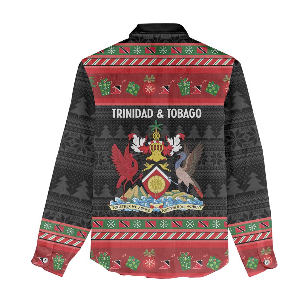 Trinidad And Tobago Christmas Women Casual Shirt Merry Xmas Coat Of Arms - Wonder Print Shop