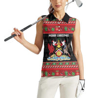 Trinidad And Tobago Christmas Women Sleeveless Polo Shirt Merry Xmas Coat Of Arms - Wonder Print Shop