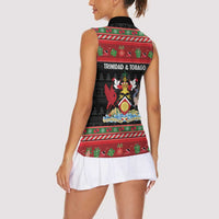 Trinidad And Tobago Christmas Women Sleeveless Polo Shirt Merry Xmas Coat Of Arms - Wonder Print Shop