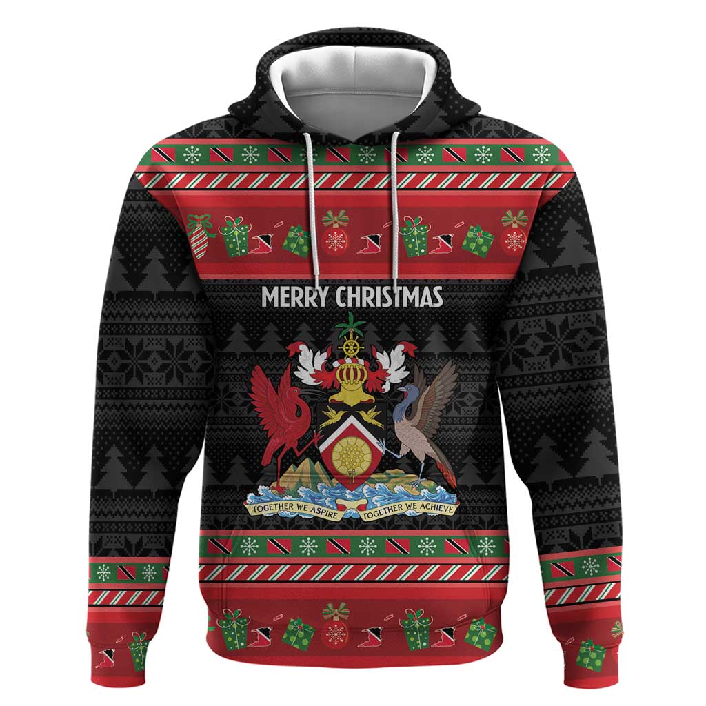Trinidad And Tobago Christmas Zip Hoodie Merry Xmas Coat Of Arms - Wonder Print Shop