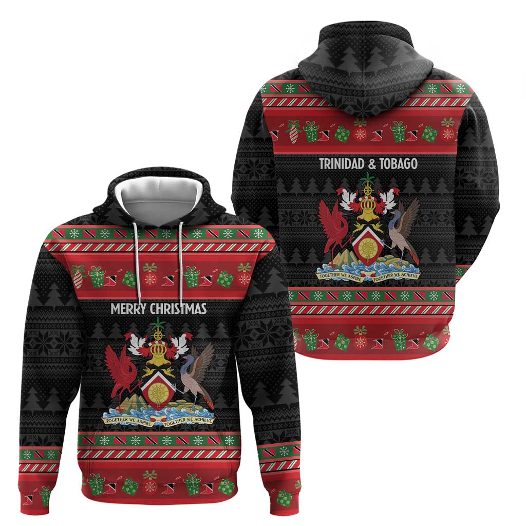 Trinidad And Tobago Christmas Zip Hoodie Merry Xmas Coat Of Arms - Wonder Print Shop