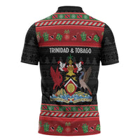 Trinidad And Tobago Christmas Zipper Polo Shirt Merry Xmas Coat Of Arms - Wonder Print Shop