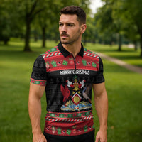Trinidad And Tobago Christmas Zipper Polo Shirt Merry Xmas Coat Of Arms - Wonder Print Shop