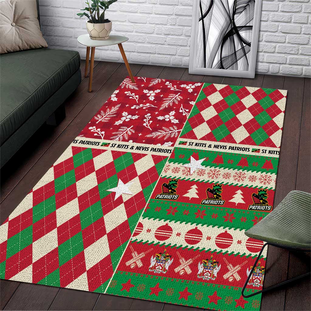 St Kitts & Nevis Cricket Christmas Area Rug Merry Xmas Patriots - Wonder Print Shop
