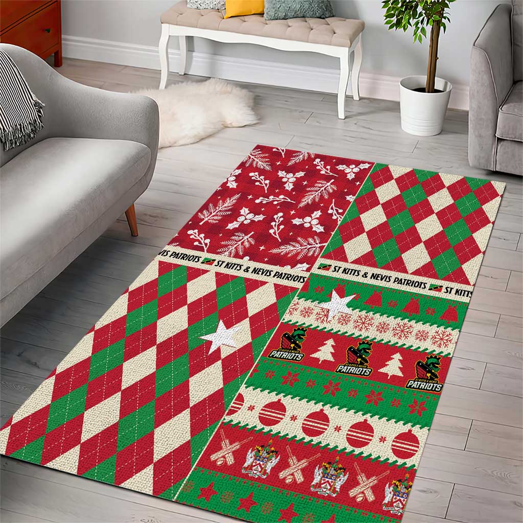 St Kitts & Nevis Cricket Christmas Area Rug Merry Xmas Patriots - Wonder Print Shop