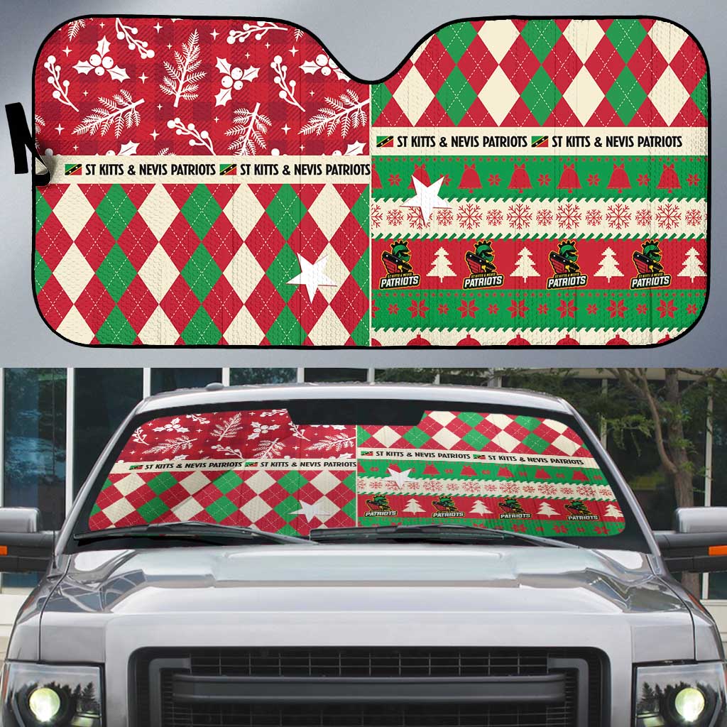 St Kitts & Nevis Cricket Christmas Auto Sun Shade Merry Xmas Patriots - Wonder Print Shop