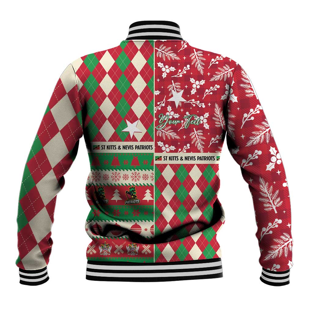 Personalized St Kitts & Nevis Cricket Christmas Baseball Jacket Merry Xmas Patriots - Wonder Print Shop