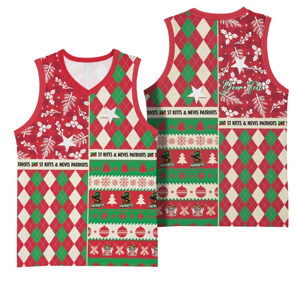 Personalized St Kitts & Nevis Cricket Christmas Basketball Jersey Merry Xmas Patriots - Wonder Print Shop