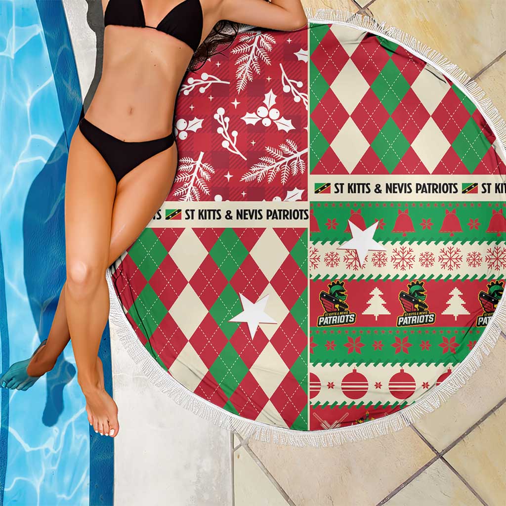 St Kitts & Nevis Cricket Christmas Beach Blanket Merry Xmas Patriots - Wonder Print Shop