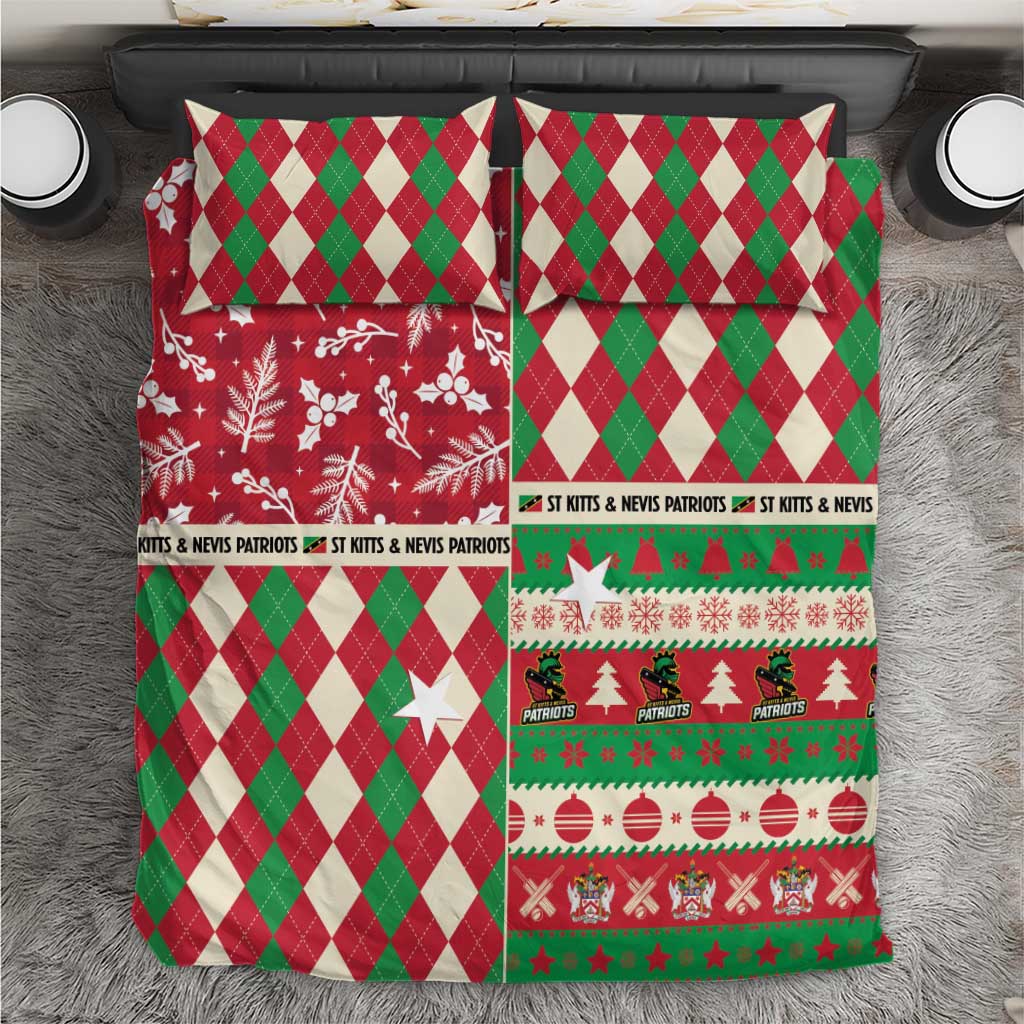 St Kitts & Nevis Cricket Christmas Bedding Set Merry Xmas Patriots - Wonder Print Shop