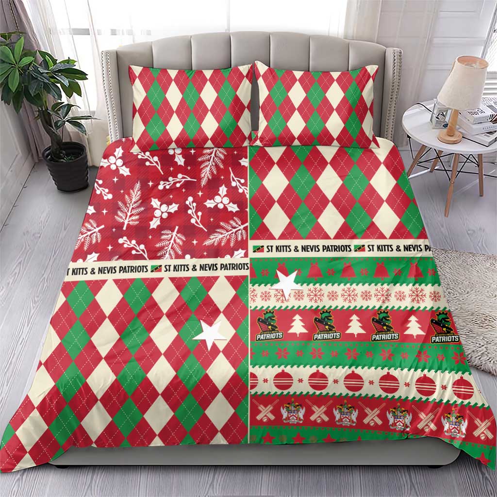 St Kitts & Nevis Cricket Christmas Bedding Set Merry Xmas Patriots - Wonder Print Shop