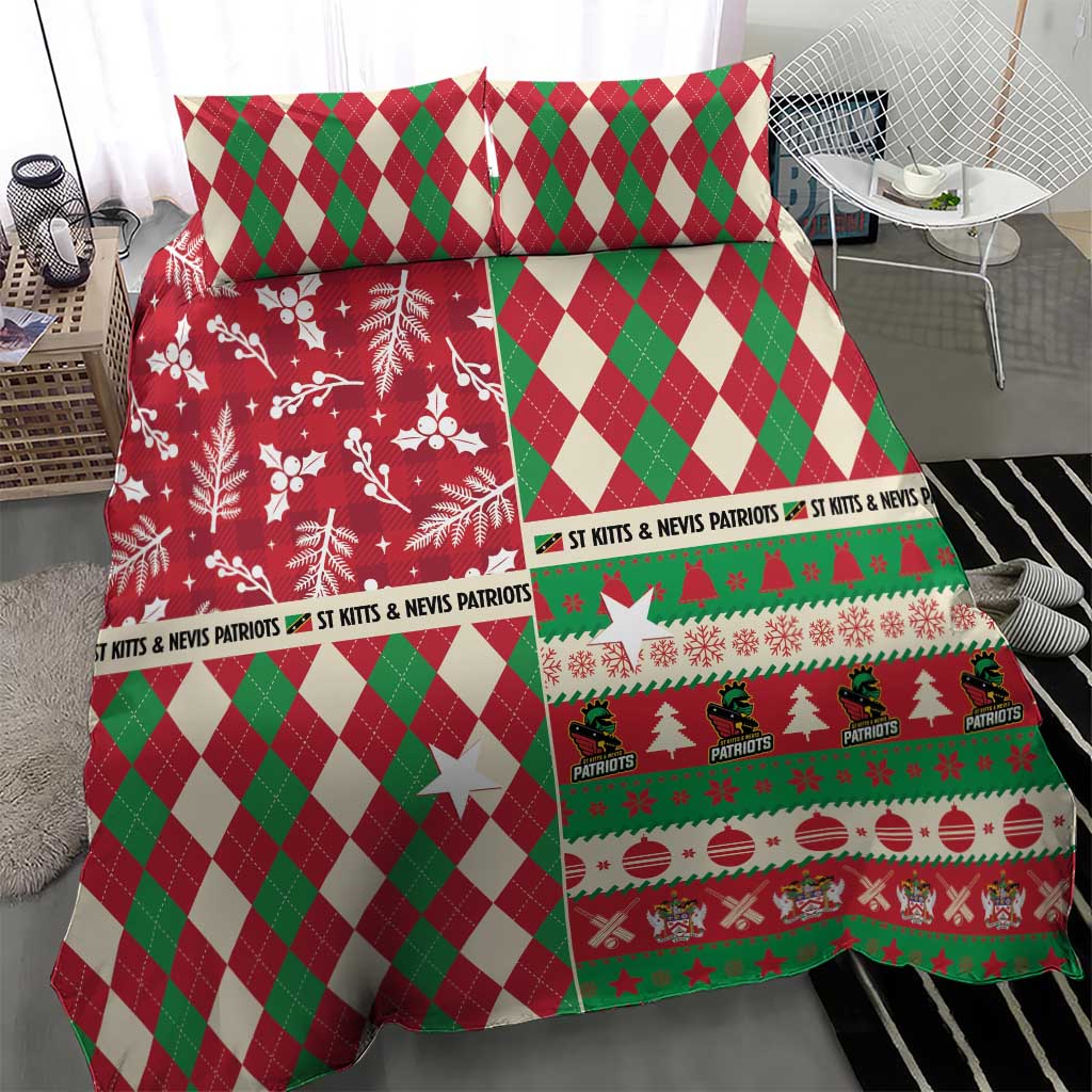 St Kitts & Nevis Cricket Christmas Bedding Set Merry Xmas Patriots - Wonder Print Shop