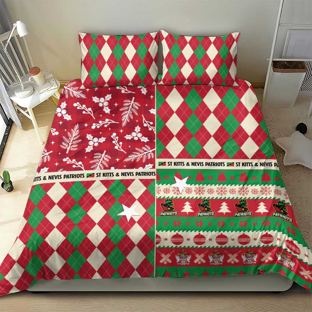 St Kitts & Nevis Cricket Christmas Bedding Set Merry Xmas Patriots - Wonder Print Shop